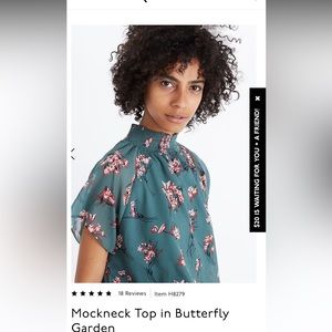 Madewell mockneck top I’m butterfly garden flowy short sleeve